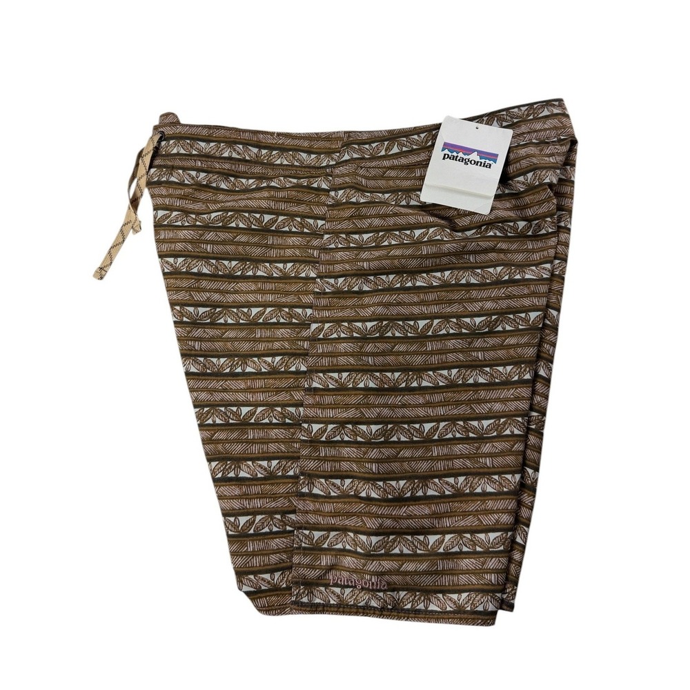 Patagonia Mens Minimalist Wavefarer Board Shorts 34 Brown Tapa Stripe 86769 NWT - Picture 4 of 14